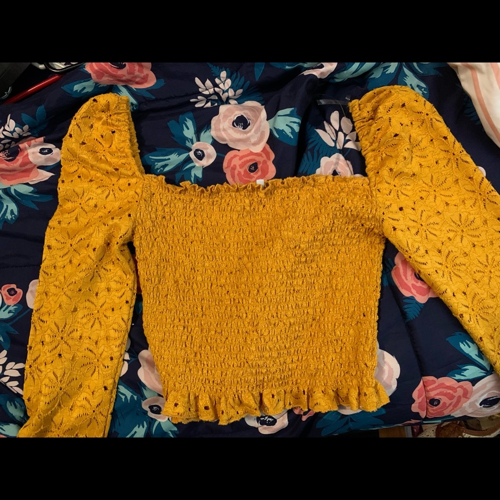 Long sleeve lace over the shoulder shirt